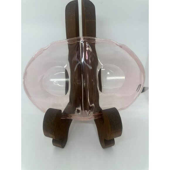 VTG Pink Depression Glass Divided Relish Dish & Leaf-Shaped Serving Tray Set - Picture 4 of 9